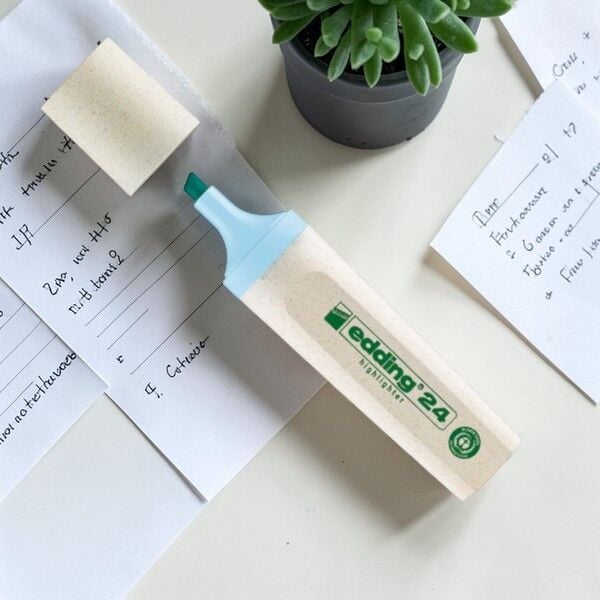 Edding Ecoline Fosforlu Kalem - Pastel Mavi