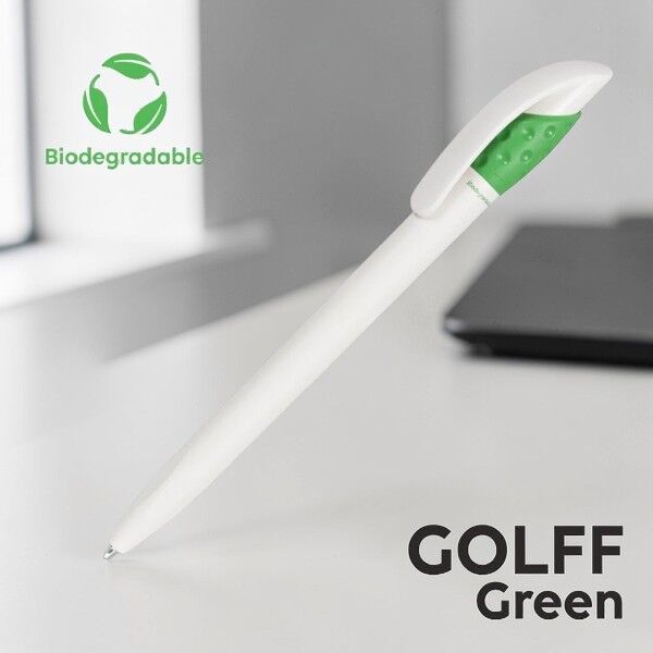 Lecce Pen Golff Green - 15'li Bio-bozunur Tükenmez Kalem (Mavi Mürekkep)