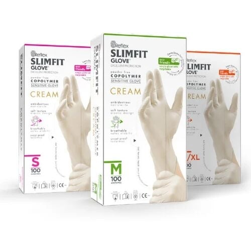 Reflex Slimfit Copolymer Krem Eldiven Small - 100'lü