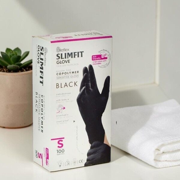 Reflex Slimfit Copolymer Siyah Eldiven Small - 100'lü