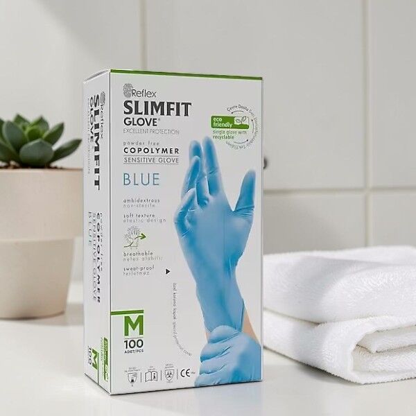 Reflex Slimfit Copolymer Mavi Eldiven Medium - 100'lü