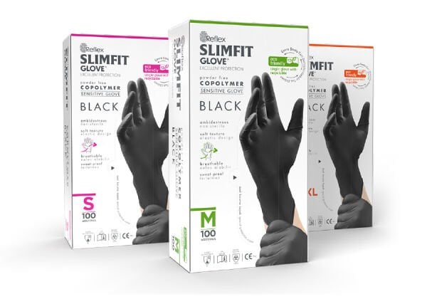 Reflex Slimfit Copolymer Siyah Eldiven Medium - 100'lü