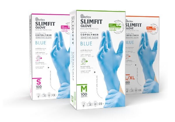 Reflex Slimfit Copolymer Mavi Eldiven Small - 100'lü