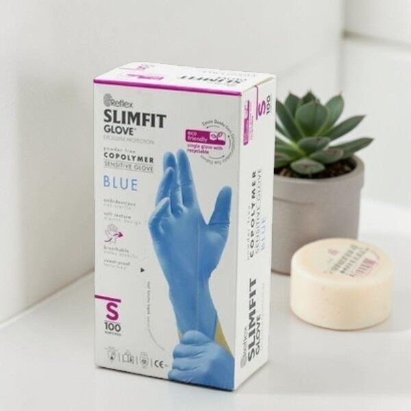 Reflex Slimfit Copolymer Mavi Eldiven Small - 100'lü