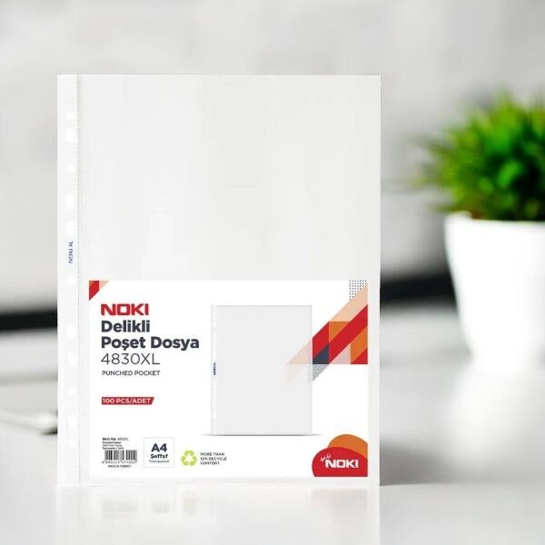 Noki XL A4 100'lü Delikli Poşet Dosya - 4830