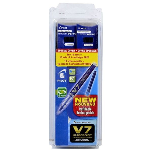 Roller Kalem Pilot V7 Kartuşlu Mavi Kit 10 Kalem + 30 Kartuş