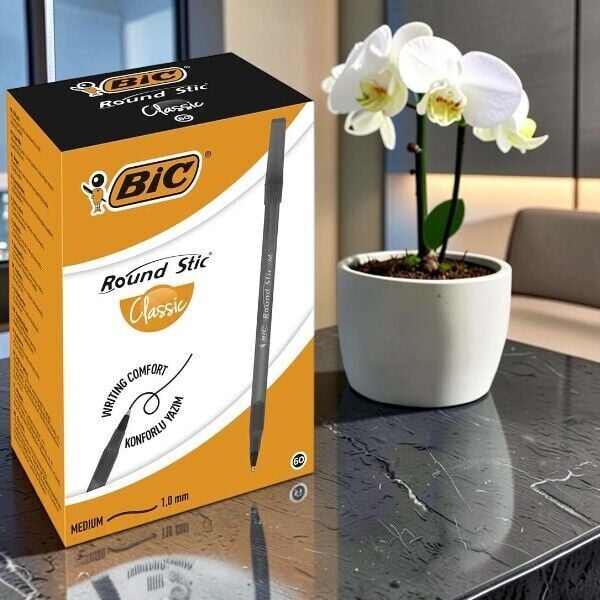 Bic Round Stic Tükenmez Kalem Siyah 1 mm 60'lı
