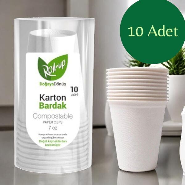 Roll-Up Doğaya Dönüş 7 oz 10'lu Karton Bardak %100 Çözünebilir