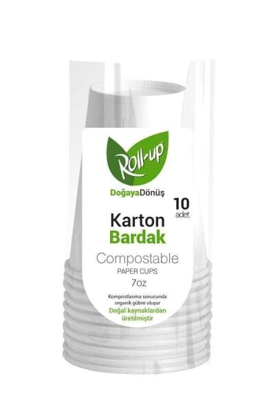 Roll-Up Doğaya Dönüş 7 oz 10'lu Karton Bardak %100 Çözünebilir