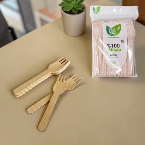 Roll-Up Doğa Dostu Ahşap Çatal 50'li