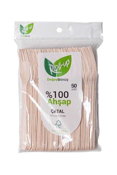 Roll-Up Doğa Dostu Ahşap Çatal 50'li
