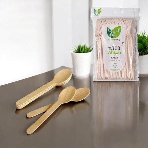 Roll-Up Doğa Dostu Ahşap Çatal 50'li