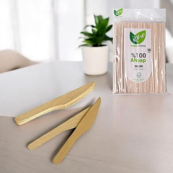 Roll-Up Doğa Dostu Ahşap Bıçak 50'li
