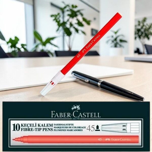 Faber-Castell 45 Keçeli Kalem Kırmızı 10'lu
