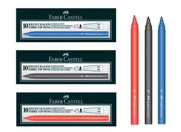 Faber-Castell 45 Keçeli Kalem Kırmızı 10'lu