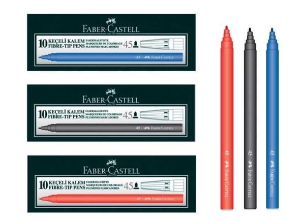 Faber-Castell 45 Keçeli Kalem Kırmızı 10'lu