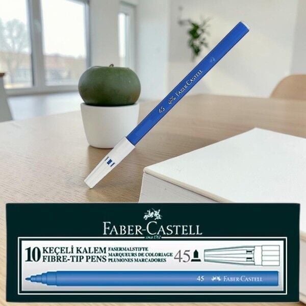Faber-Castell 45 Keçeli Kalem Mavi 10'lu