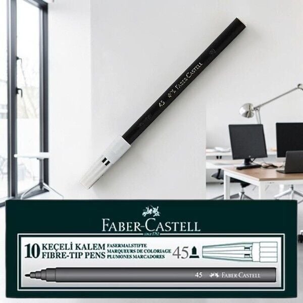 Faber-Castell 45 Keçeli Kalem Siyah 10'lu