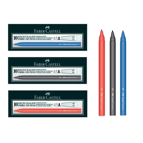 Faber-Castell 45 Keçeli Kalem Siyah 10'lu