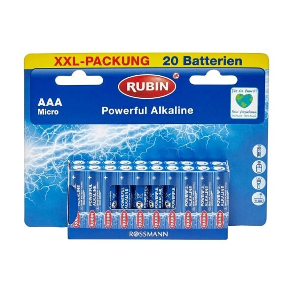 Rubin Powerful Alkalin İnce Pil AAA 20'li