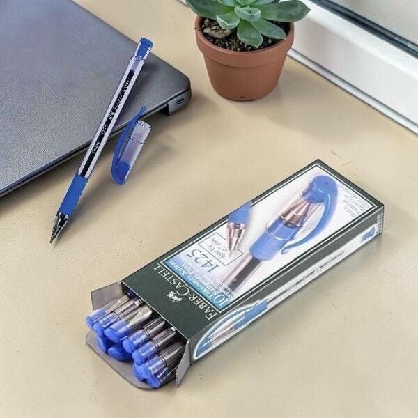 Faber-Castell 1425 İğne Uçlu Tükenmez Kalem 10 Adet Mavi 0,7 mm