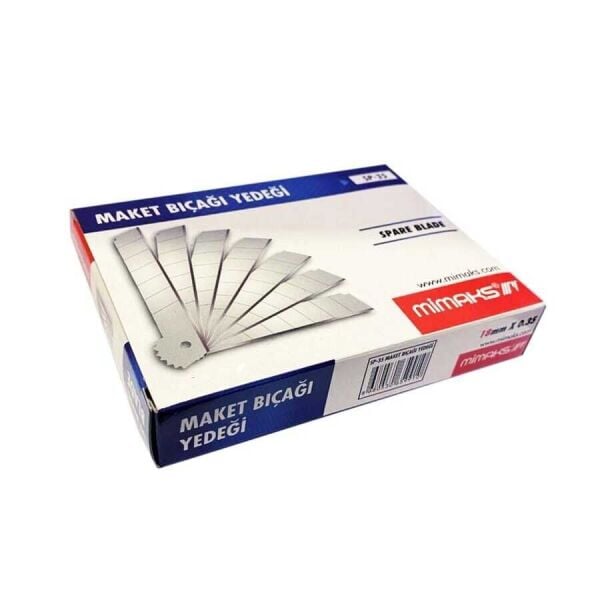 Mimaks 18mm Maket Bıçak Yedeği No:18 Geniş Tip 10'lu Tüp