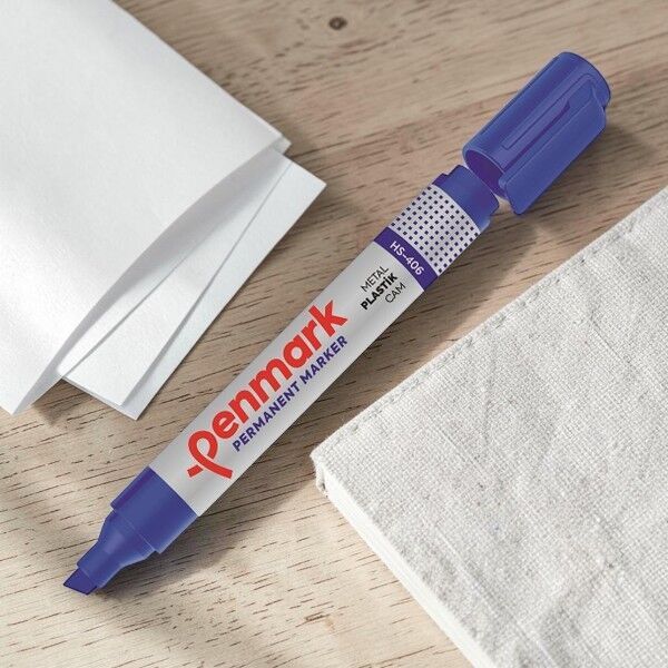 Penmark Ecoplus Permanent Marker Kalem Kesik Uç Mavi Hs1201-02