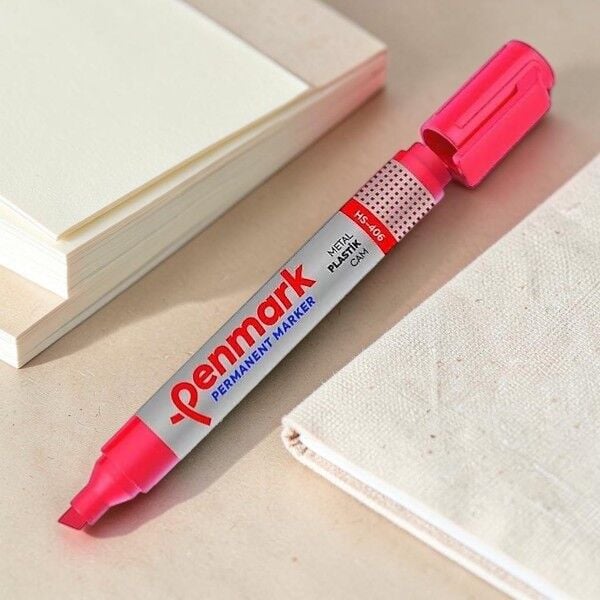 Penmark Ecoplus Permanent Marker Kalem Kesik Uç Kırmızı Hs1201-03