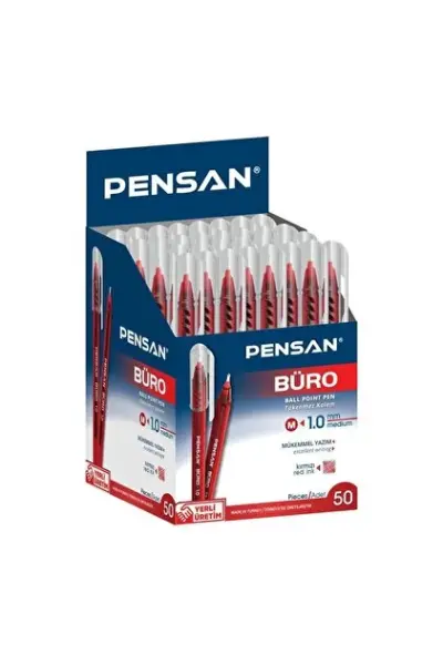 Pensan 2270 Büro Tükenmez Kalemi 1 Mm Kırmızı 50'li