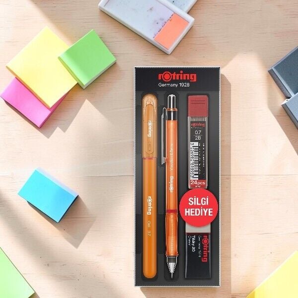 Rotring Turuncu Kalem Seti 0.7 mm | Visuclick Uçlu Kalem, Jel Kalem, Uç ve Silgi