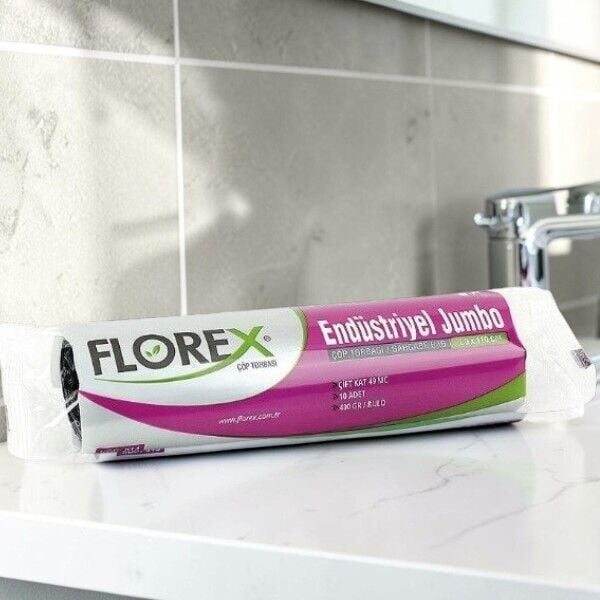 Florex 10'lu Endüstriyel Jumbo Boy Siyah Çöp Torbası 80 cm 110 cm - 49 mc