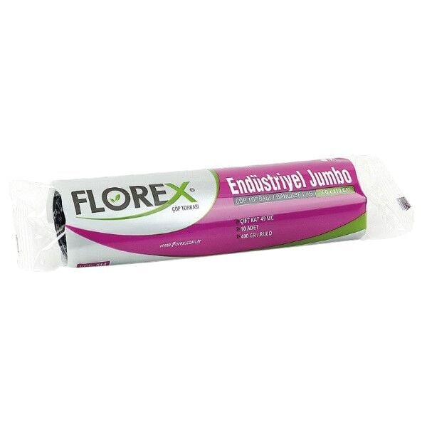 Florex 10'lu Endüstriyel Jumbo Boy Siyah Çöp Torbası 80 cm 110 cm - 49 mc