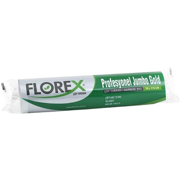 Florex 10'lu Pro Jumbo Boy Gold Siyah Çöp Torbası 80 cm 110 cm - 74 mc