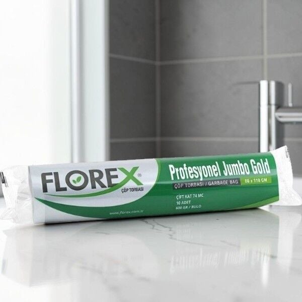 Florex 10'lu Pro Jumbo Boy Gold Siyah Çöp Torbası 80 cm 110 cm - 74 mc