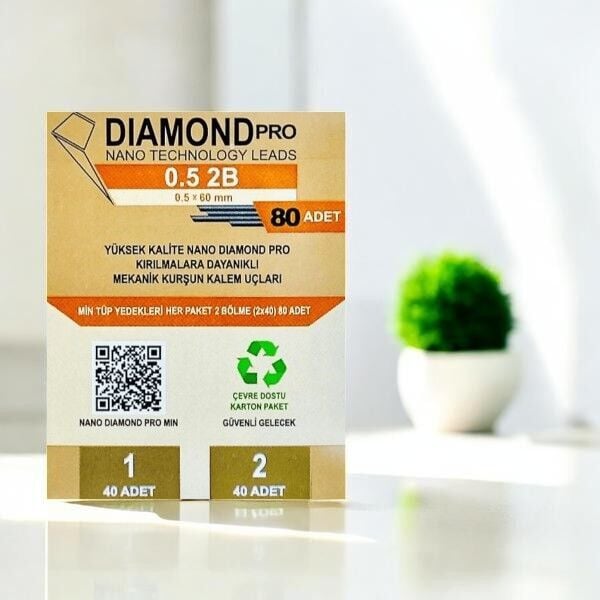 Uni Diamond 0.5 mm 80 Adet Mekanik Kurşun Kalem Ucu Pro Nano Technology –  2B