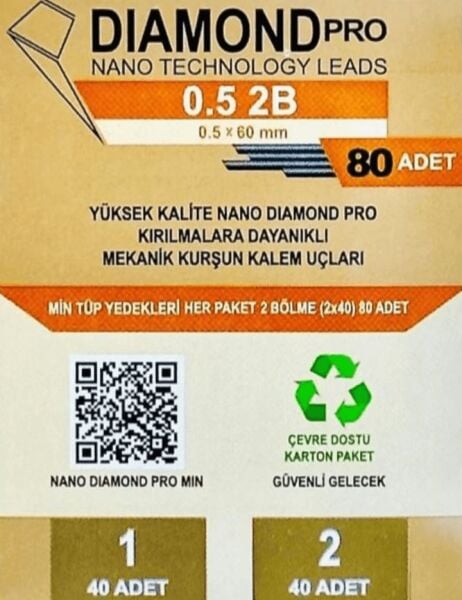 Uni Diamond 0.5 mm 80 Adet Mekanik Kurşun Kalem Ucu Pro Nano Technology –  2B