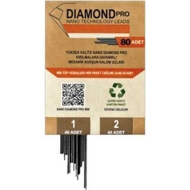 Uni Diamond 0.5 mm 80 Adet Mekanik Kurşun Kalem Ucu Pro Nano Technology –  2B