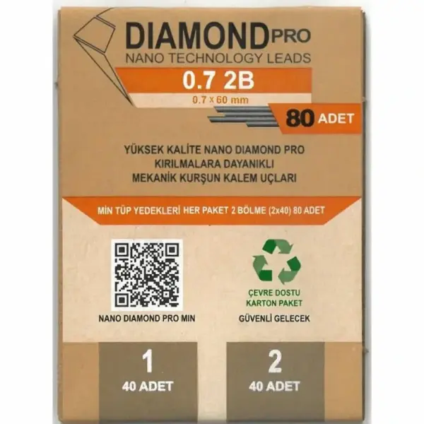 Uni Diamond 0.7 mm 80 Adet Mekanik Kurşun Kalem Ucu Pro Nano Technology – 2B