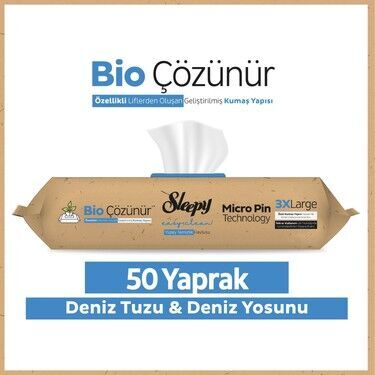 Sleepy Easy Clean Bio Çözünür Deniz Tuzu ve Deniz Yosunu Yüzey Temizlik Havlusu 50'li