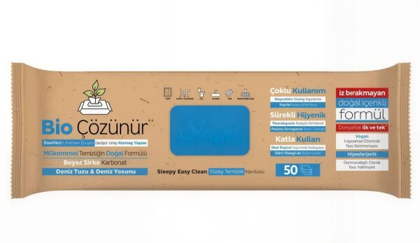 Sleepy Easy Clean 50'li Yüzey Temizlik Havlusu Bio Çözünür Deniz Tuzu ve Deniz Yosunu