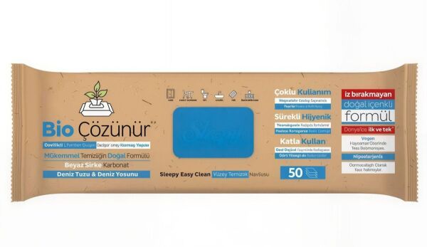 Sleepy Bio Easy Clean 50'li Yüzey Temizlik Havlusu Bio Çözünür Deniz Tuzu ve Deniz Yosunu