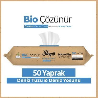 Sleepy Bio Easy Clean 50'li Yüzey Temizlik Havlusu Bio Çözünür Deniz Tuzu ve Deniz Yosunu