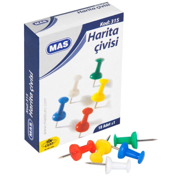 Mas 315 Harita Çivisi Renkli 18'li Kutu