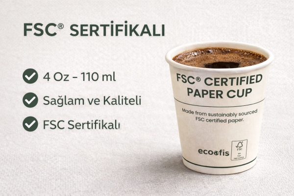 Ecoofis FSC® Sertifikalı Karton Bardak – 4 oz 50'li