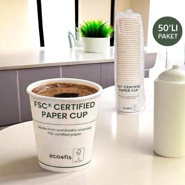 Ecoofis FSC® Sertifikalı Karton Bardak – 4 oz 50'li