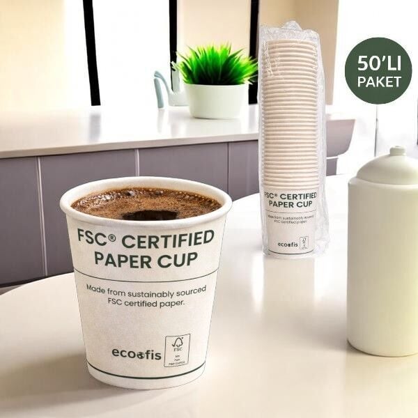 Ecoofis FSC® Sertifikalı Karton Bardak – 4 oz 50'li