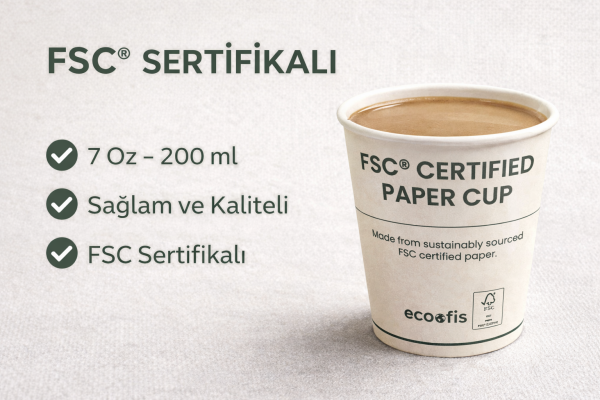 Ecoofis FSC® Sertifikalı Karton Bardak – 7 oz 50'li