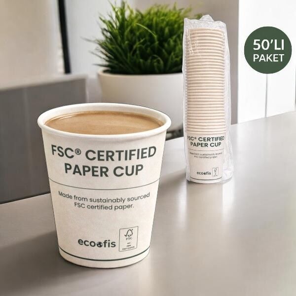 Ecoofis FSC® Sertifikalı Karton Bardak – 7 oz 50'li