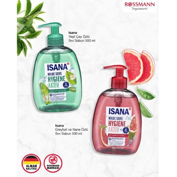 Isana Sıvı Sabun 500 Ml Hijyen Aktif Greyfurt Nane
