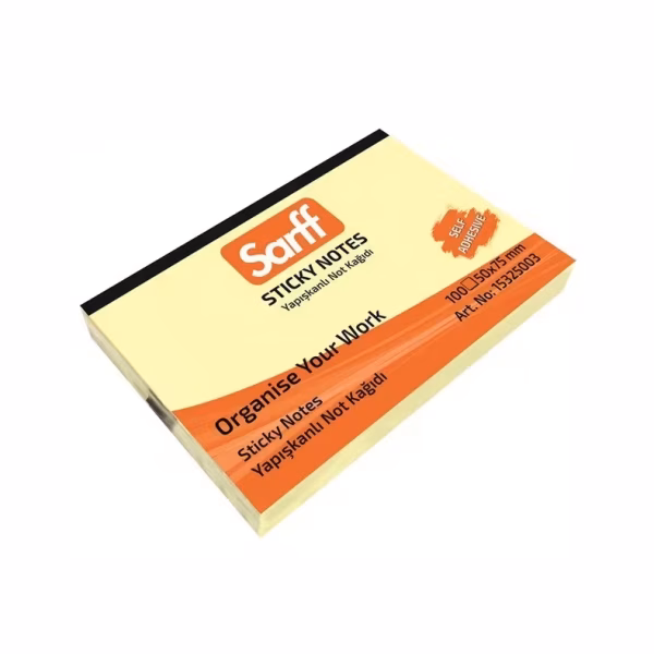 Sarff 50X75mm Yapışkanlı Not Kağıdı Sarı 100 Yaprak (15325003)
